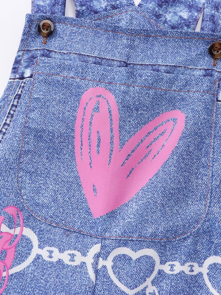 Tween Girl Tween Girl' Blue Overall Jumpsuit All-Season Style Front Patch Pocket Design Bow Accents Loose Straight-Leg Fit Autumn School White Cute - White - View 6