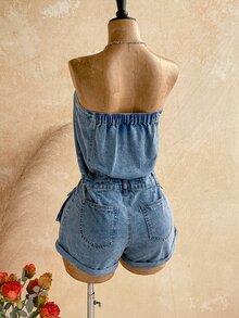 Soleia Women's Strapless Denim Romper - Multicolor - View 2