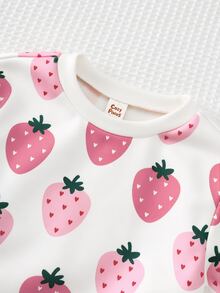 SHEIN 女童休閒圓領長袖運動衫與內搭褲2件套，適合秋冬 - 彩色 - 查看 7