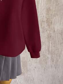 Attitoon Solid Half Zip Drop Shoulder Sweatshirt - Red Violet - View 8