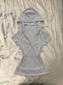 IslaSuriya 女款純色百褶休閒百搭日常穿著連帽T恤 - 彩色 - 查看 3
