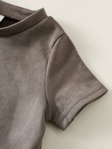 SHEIN 男婴休闲字母印花短袖T恤上衣和阔腿裤套装（2件套），春夏款 - 彩色 - 查看 8