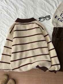 Flirla Women's Casual Colorblock Striped Knit Turtleneck Sweater, Autumn/Winter - Multicolor - View 2
