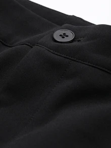 DAZY Celana Panjang Formal Wanita Polos Model Mengembang, Musim Semi/Panas - Hitam - View 4