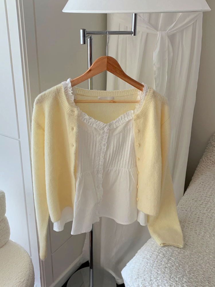 DAZY Solid Button Through Cardigan Fall - Yellow - View 1