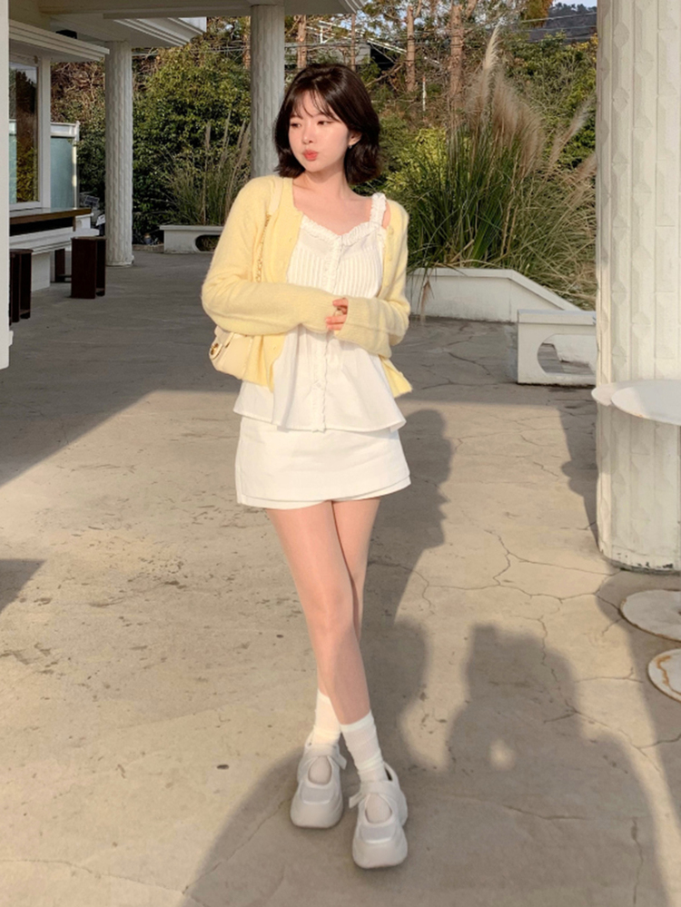 DAZY Solid Button Through Cardigan Fall - Yellow - View 6