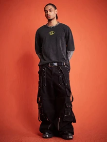ROMWE MEN Batman X ROMWE 男士春秋休閒拼接撞色T恤 - 彩色 - 查看 9