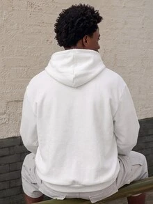 Lonveris Men's Letter Pattern Hooded Casual Daily Long Sleeve Sweatshirt - White - View 5