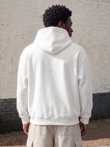 Lonveris Men's Letter Pattern Hooded Casual Daily Long Sleeve Sweatshirt - White - View 2