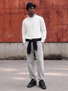 Lonveris White 70% Cotton Crew Neck Pullover Sweatshirt, 3D Brooklyn Graphic Design - White - View 7