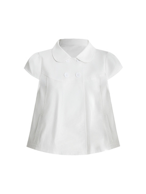 Kawaii Blusa de unicolor con botones delanteros