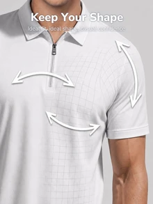 TekDrob 正面半拉鍊休閒 Polo 衫 - 白色 - 查看 4