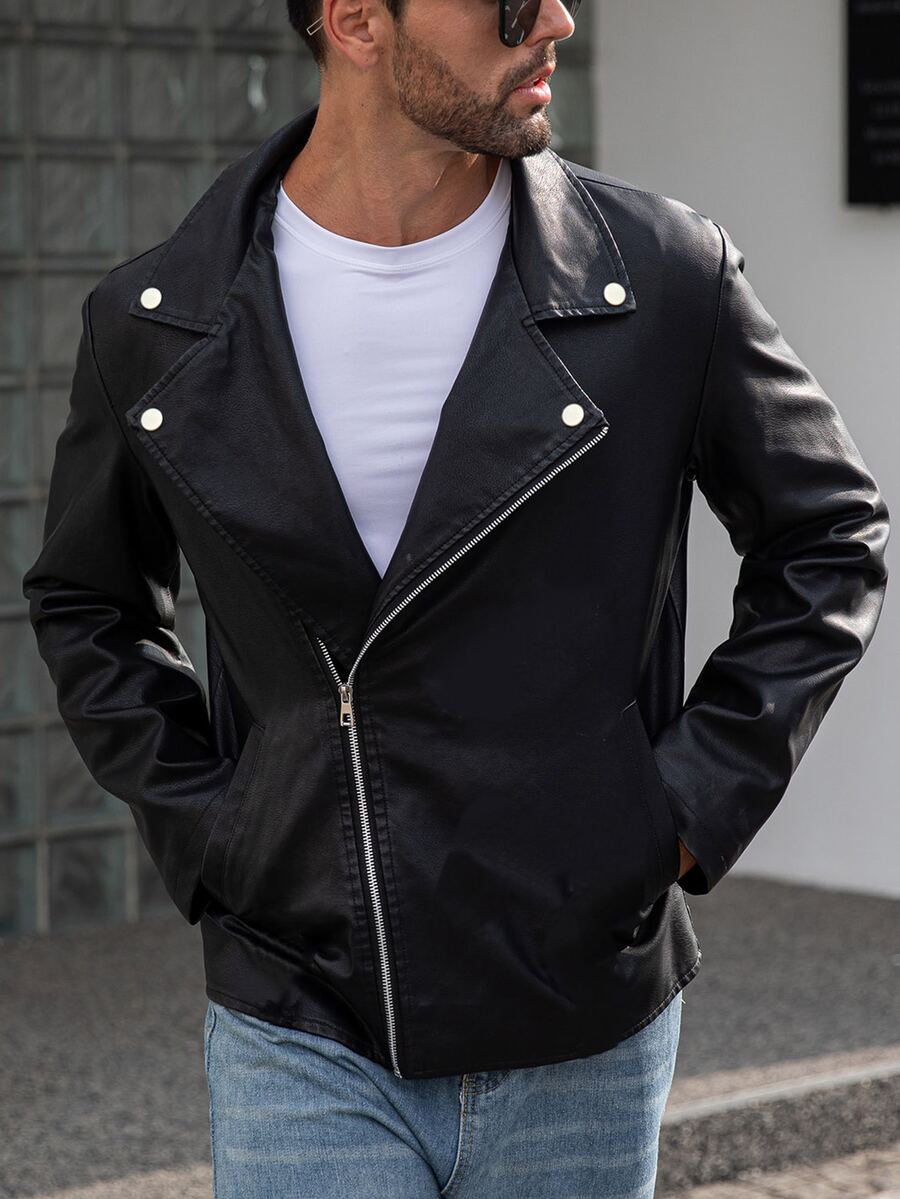 Manfinity CasualCool Men's Solid Color Fashion Versatile Windproof Jacket - Black - View 1