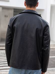 Manfinity CasualCool Men's Solid Color Fashion Versatile Windproof Jacket - Black - View 2