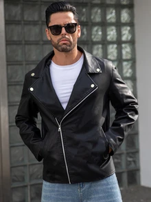 Manfinity CasualCool Men's Solid Color Fashion Versatile Windproof Jacket - Black - View 5