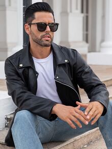 Manfinity CasualCool Men's Solid Color Fashion Versatile Windproof Jacket - Black - View 6
