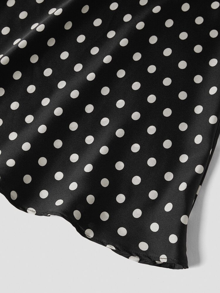 Firerie Plus Size Polka Dot Print Casual Elegant Skirt/ Spring To Summer Office Formal Vacation Black And White - Black - View 6