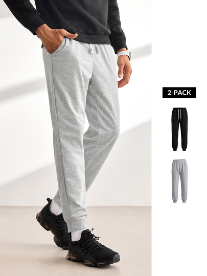 Driftmere 2pcs Men's Casual Sports Loose Drawstring Waistband Jogger Sweatpants With Pockets, Classic Retro Style, Outdoor & Running