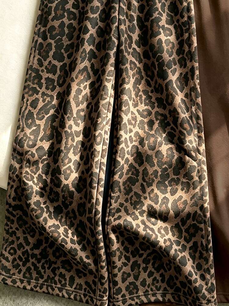 SHEIN Vintaside Kids 3pcs/Set Girls Wide Leg Straight Pants Autumn/Winter New Fashion Leopard Print Pants In Caramel, Dark Brown And Black, Versatile Mix & Match, Suitable For Outings, School And Travel, Comfortable Casual INS Style Autumn/Winter New Pants - Multicolor - View 3