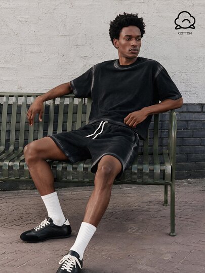 Lonveris Men's Summer Casual Short Sleeve T-Shirt And Shorts Set