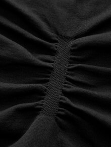 SHEIN Cheerettes 女款大尺碼黑色無縫高腰休閒百搭日常旅行運動短褲,高腰柔軟彈性針織收腹提臀深蹲運動短褲 - 黑色 - 查看 6