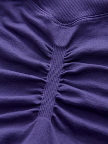 SHEIN Cheerettes Women's Solid Color Sports Bra And Leggings Set Purple Sports Set Seamless Mesh Bra With Removable Pads Tummy Control Scrunch Leggings For Gym Yoga - Purple - View 8