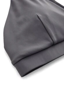SHEIN Cheerettes حمالة صدر رياضية نسائية مقاس كبير بلون موحد بتصميم متقاطع من الخلف - رمادي غامق - مشاهدة 8