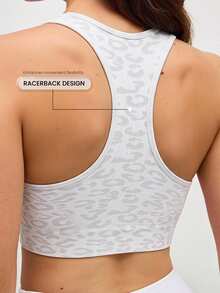 SHEIN Cheerettes Women's Seamless 2 Packs Racerback Sports Bra White Mesh With Removable Pads Solid And Leopard Print For Gym Yoga - White - View 4