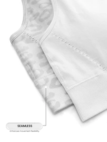 SHEIN Cheerettes Women's Seamless 2 Packs Racerback Sports Bra White Mesh With Removable Pads Solid And Leopard Print For Gym Yoga - White - View 16