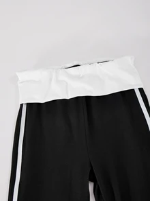 SHEIN 青少年女孩休閒返校校園風黑粉漸層極簡修身長褲 - 黑與白 - 查看 8