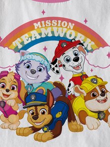 SHEIN | PAW Patrol 少女字母卡通印花休閒日常短袖T恤 - 白色 - 查看 5