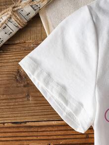 SHEIN | PAW Patrol 少女字母卡通印花休閒日常短袖T恤 - 白色 - 查看 6
