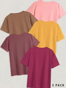 Calvaya Plus Size Women's Round Neck Short Sleeve T-Shirt - Multicolor - View 2