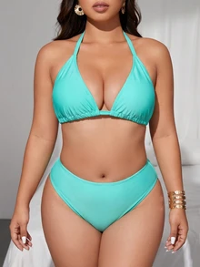 Swim SXY 3 件套加大码泳衣套装 - 花卉印花罩衫，适合女性夏季海滩度假 - 彩色 - 查看 5