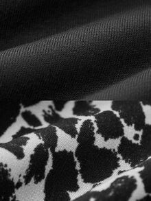 LUVLETTE Women Black White Leopard Print Pajama Set Sleeveless Scoop Neck Button Front Tank Top & Straight Leg Pants Drawstring Waist Outdoor Loungewear - Black - View 5