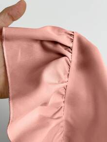 Maweii Plus Size Women Metal Decor Multi-Layer Ruffle Casual Versatile Daily Wear Blouse - Dusty Pink - View 10