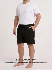 LUVLETTE Halloween Plus Size Spring And Summer Men Black Basic Soft 100% Pure Cotton Sleep Bottoms Lounge Pants As Outerwear Airy Pajama Pants Pyjama - Black - View 9