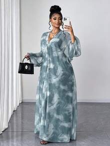 Maweii Plus Size Women 2 Pieces Set: Solid Color Jumpsuit & Robe, Casual Daily Wear - Multicolor - View 5