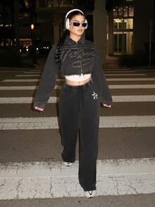 Dayanna Comas 女士 Y2k 服饰复古前拉链长袖流苏下摆休闲牛仔冬秋夹克，适合日常穿着 - 黑色 - 查看 6