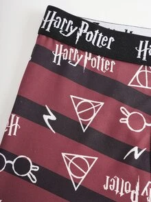 HARRY POTTER X SHEIN Men's Geometric Print Boxer Briefs - Burgundy - View 3