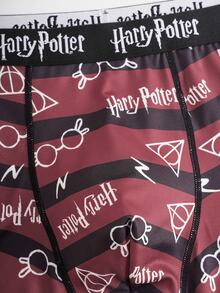 HARRY POTTER X SHEIN Men's Geometric Print Boxer Briefs - Burgundy - View 4