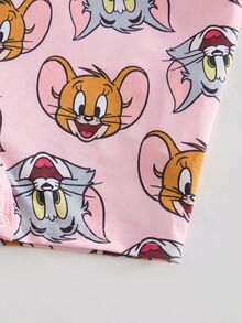 TOM & JERRY X SHEIN Baby Girl Cartoon Print Casual Everyday Romper - Pink - View 8