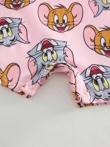 TOM & JERRY X SHEIN Baby Girl Cartoon Print Casual Everyday Romper - Pink - View 5