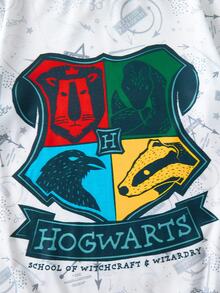 HARRY POTTER X SHEIN Tween Boy Casual Academy Badge Print Round Neck Long Sleeve T-Shirt, Autumn - Multicolor - View 3