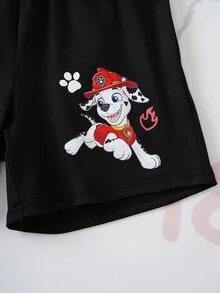 SHEIN | PAW Patrol 男童休闲卡通印花短裤，夏季 - 黑色 - 查看 8