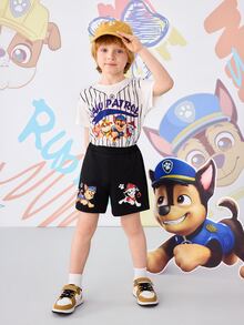 SHEIN | PAW Patrol 男童休闲卡通印花短裤，夏季 - 黑色 - 查看 5