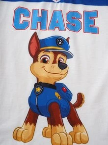 SHEIN | PAW Patrol 2件套 男童休闲撞色字母和狗狗印花V领短袖舒适运动T恤 - 彩色 - 查看 4