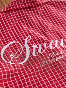 SWAVVY Men's Versatile Plaid Embroidered Single-Breasted Short Sleeve Shirt - Red - View 4