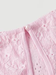 SHEIN MOD 女款甜美蕾絲T恤與百褶長裙兩件套 - 粉色 - 查看 5