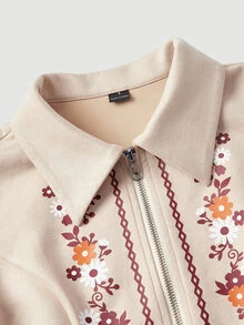 SHEIN MOD Áo vest nữ họa tiết hoa - Màu Khaki - Xem 5